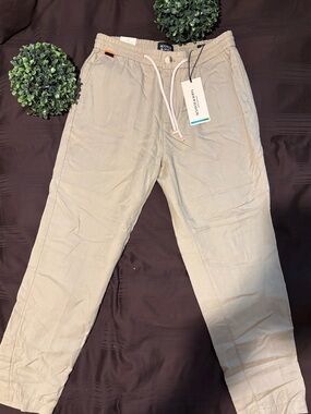 Scotch & Soda Beige Drawstring Linen Joggers